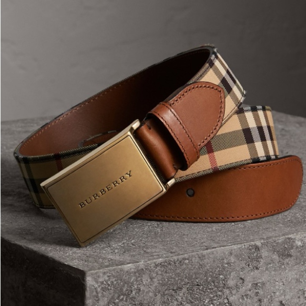 Burberry Horseferry Check And Leather Belt size 100/40